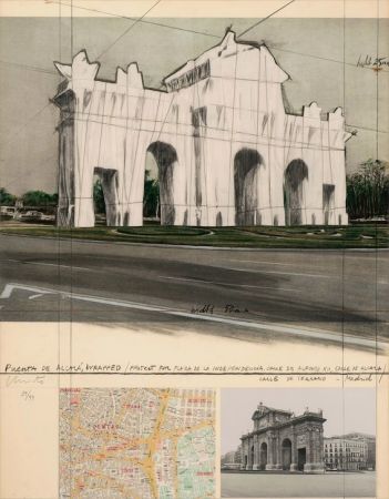 Lithograph Christo - Puerta de Alcalá, Wrapped project for Madrid