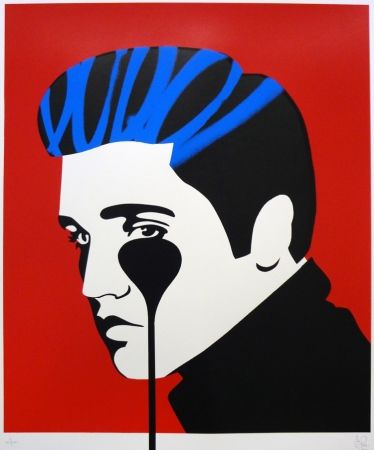 Screenprint Pure Evil - Pure Elvis - The Number One (blue & red)