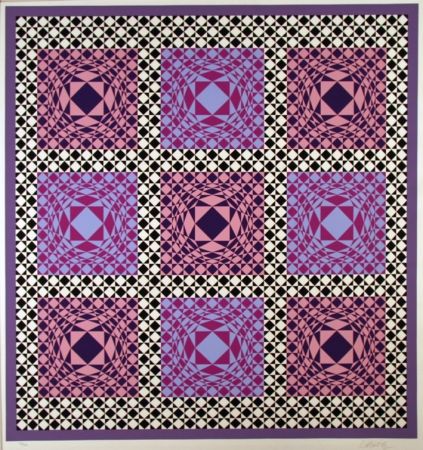 Multiple Vasarely - Purple squares 