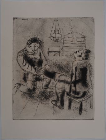 Etching Chagall - Pétrouchka retire les bottes