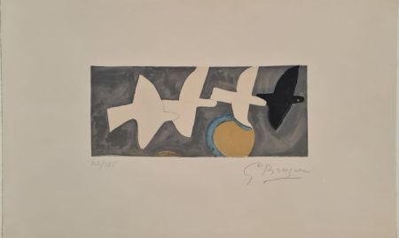 Lithograph Braque - Quatre oiseaux 