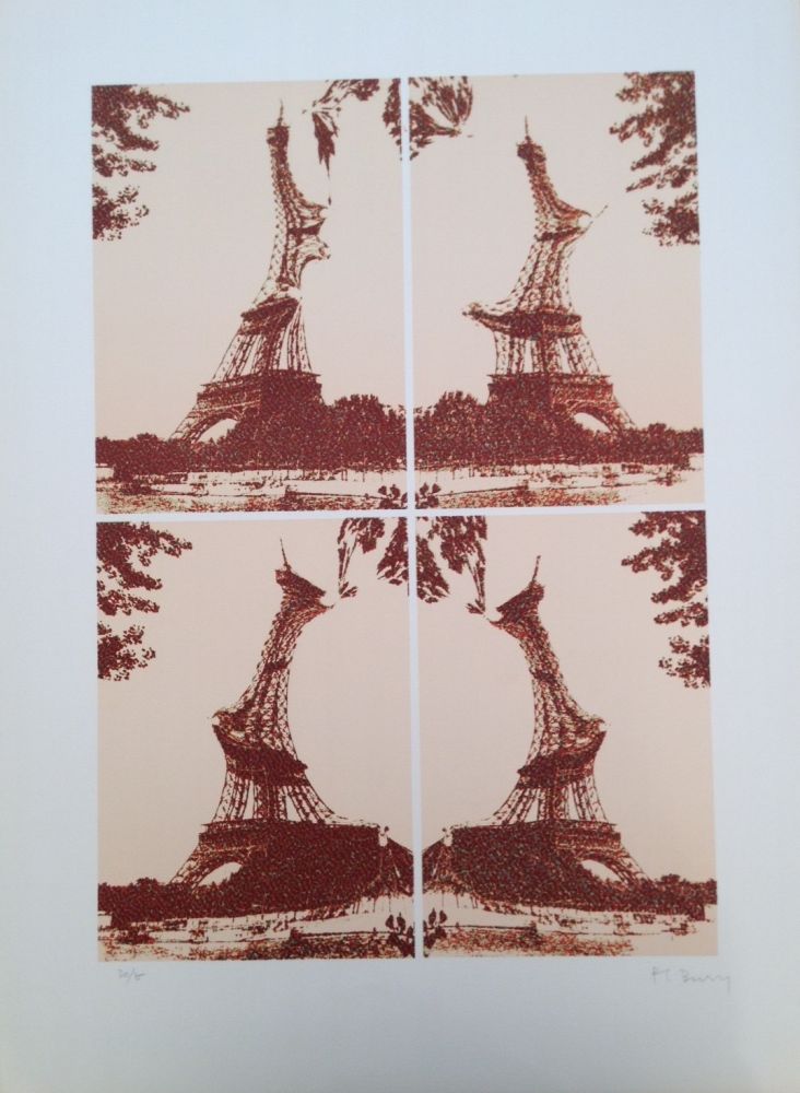 Lithograph Bury - Quatre tours Eiffel juxtaposées