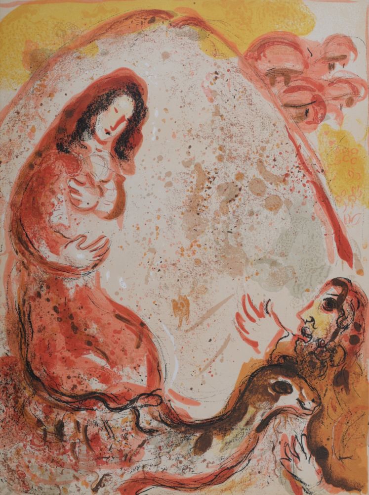 Lithograph Chagall - Rachel dérobe les idoles de son père, 1960