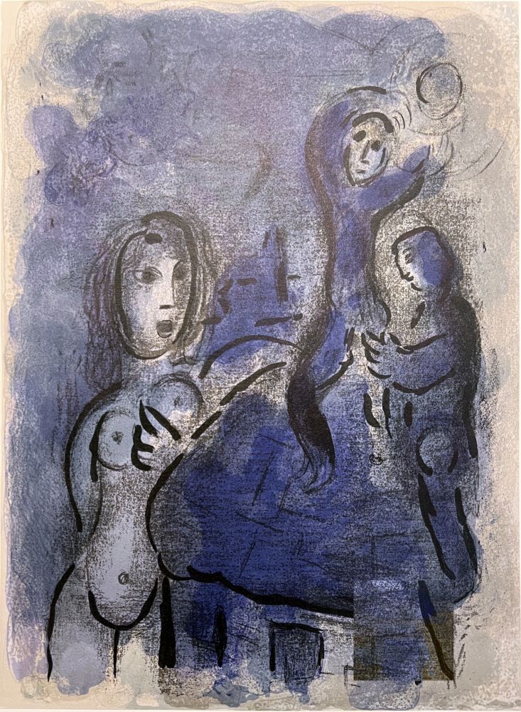 Lithograph Chagall - RAHAB ET LES ESPIONS DE JÉRICHO (Dessins pour la Bible, 1960)