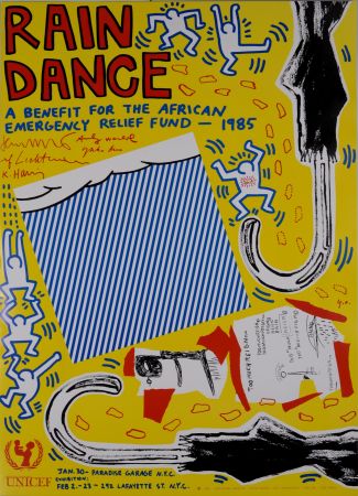 Lithograph Haring - Rain Dance, 1985