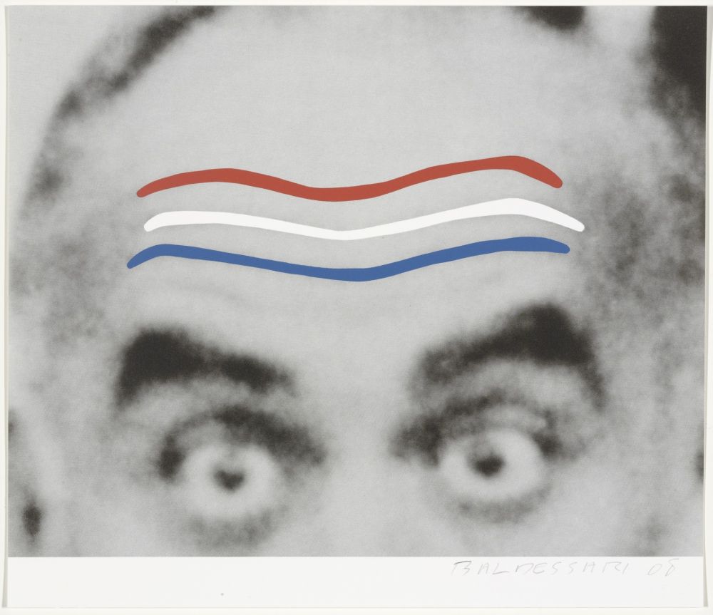 Screenprint Baldessari - Raised Eyebrows/Furrowed Foreheads (Red, White, and Blue) from Artists for Obama