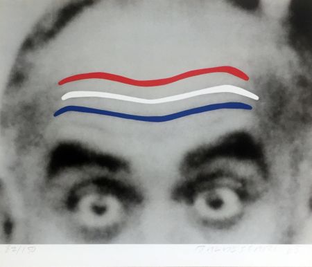 Screenprint Baldessari - Raised Eyebrows/Furrowed Foreheads (Red, White and Blue) from the Artist for Obama Portfolio
