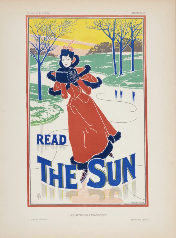 Lithograph Rhead - Read the Sun,1897