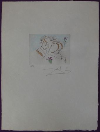 Engraving Dali - Reading nude