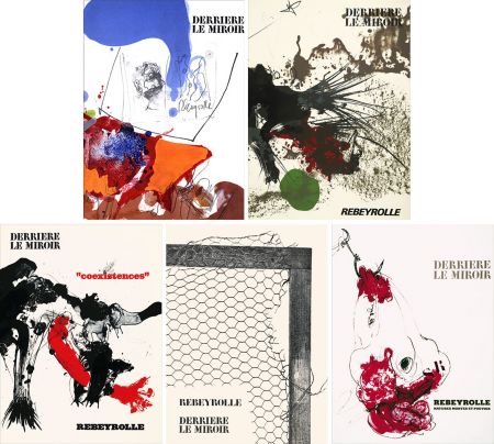 Illustrated Book Rebeyrolle - REBEYROLLE : Collection complète des 5 volumes de la revue DERRIÈRE LE MIROIR consacrés à Paul Rebeyrolle (parus de 1967 à 1976). 32 LITHOGRAPHIES ORIGINALES.