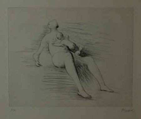Engraving Moore - RECLING MOTHER AND CHILD II