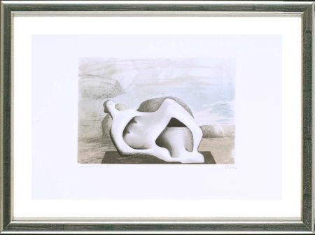 No Technical Moore - Reclining Figure Against Sea and Rocks