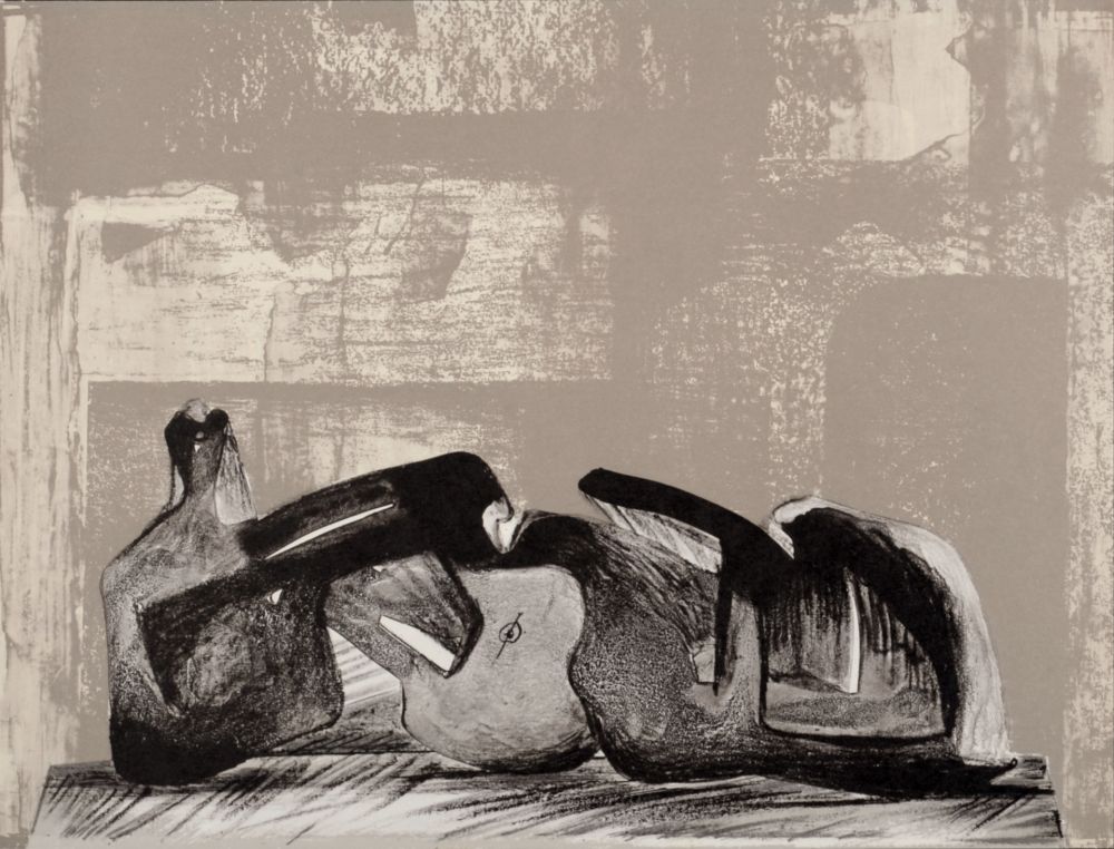 Lithograph Moore - Reclining Figure Interior Setting I, 1977