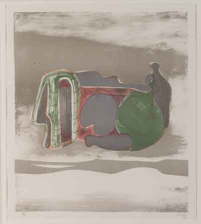 Lithograph Moore - Reclining Figure with Sky Background