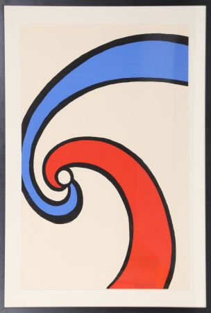 Lithograph Calder - Red and Blue Swirl (Wave)