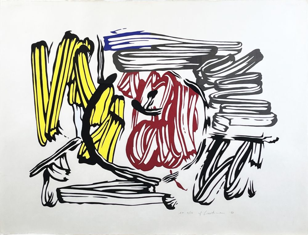 Woodcut Lichtenstein - Red and Yellow Apple