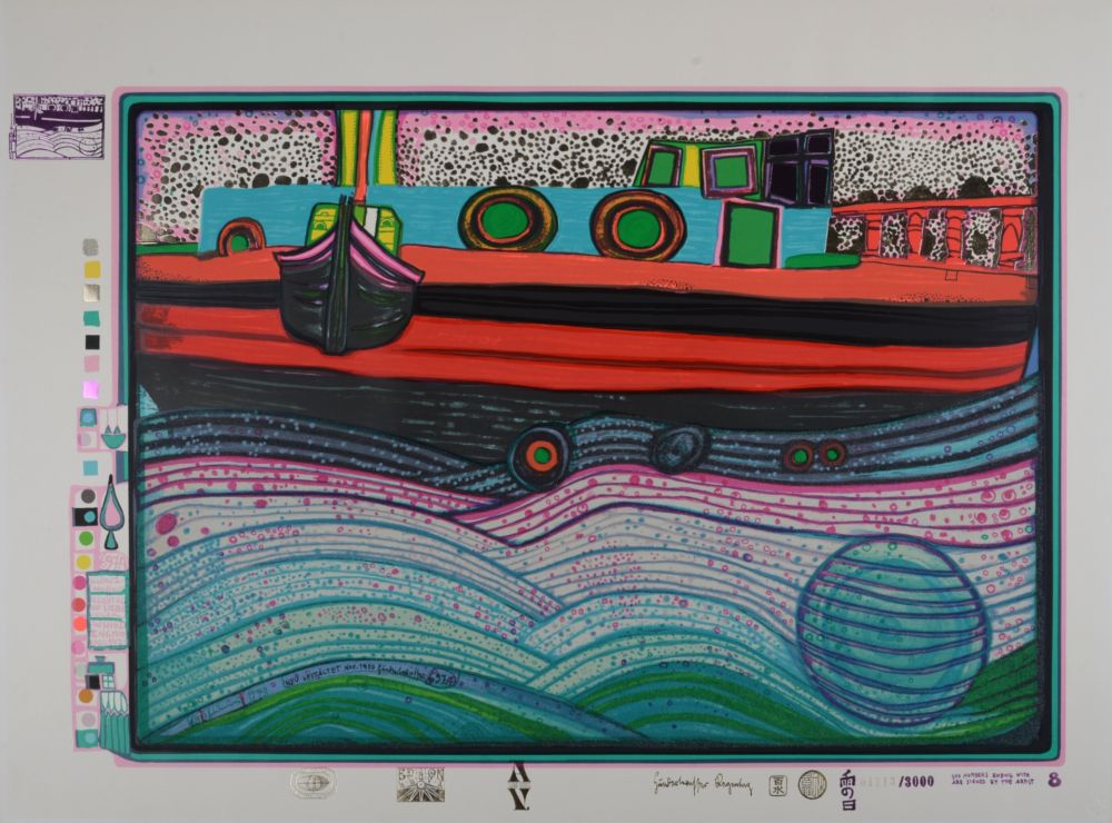 Screenprint Hundertwasser - Regentag on Waves of Love, Plate 8, 1970-72