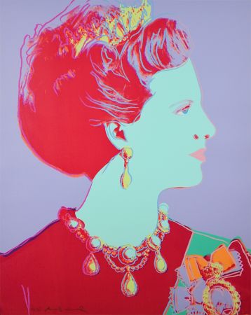 Screenprint Warhol - Reigning Queens Series, Queen Margrethe II of Denmark (Violet)