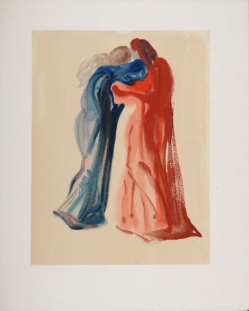 Woodcut Dali - Rencontre de Dante et de Béatrice, 1963