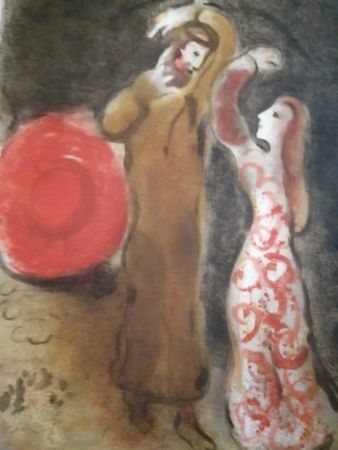 Lithograph Chagall - Rencontre entre Ruth et Booz