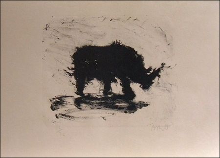 Lithograph Barcelo - Rhinoceros