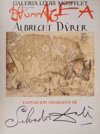 Lithograph Dali - Rhinocéros : Hommage à Albrecht Dürer
