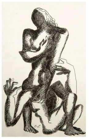Illustrated Book Zadkine - Robert Ganzo. LESPUGUE. 6 eaux fortes et un dessin orignial signé (1966)