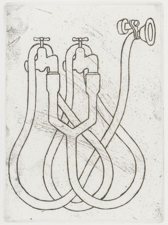 Engraving Klapheck -  Robinets d’eau avec tuyau