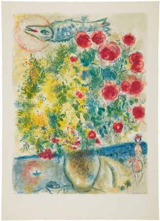 Lithograph Chagall - Roses et Mimosas (Roses and Mimosa)