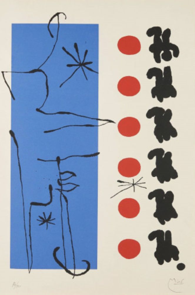 Lithograph Miró - Rouge et Bleu