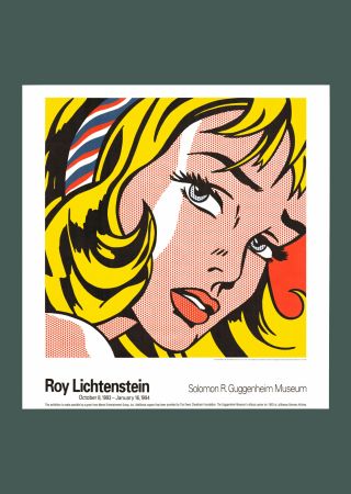 Lithograph Lichtenstein - Roy Lichtenstein: 'Girl with Hair Ribbon' 1993 Offset-lithograph