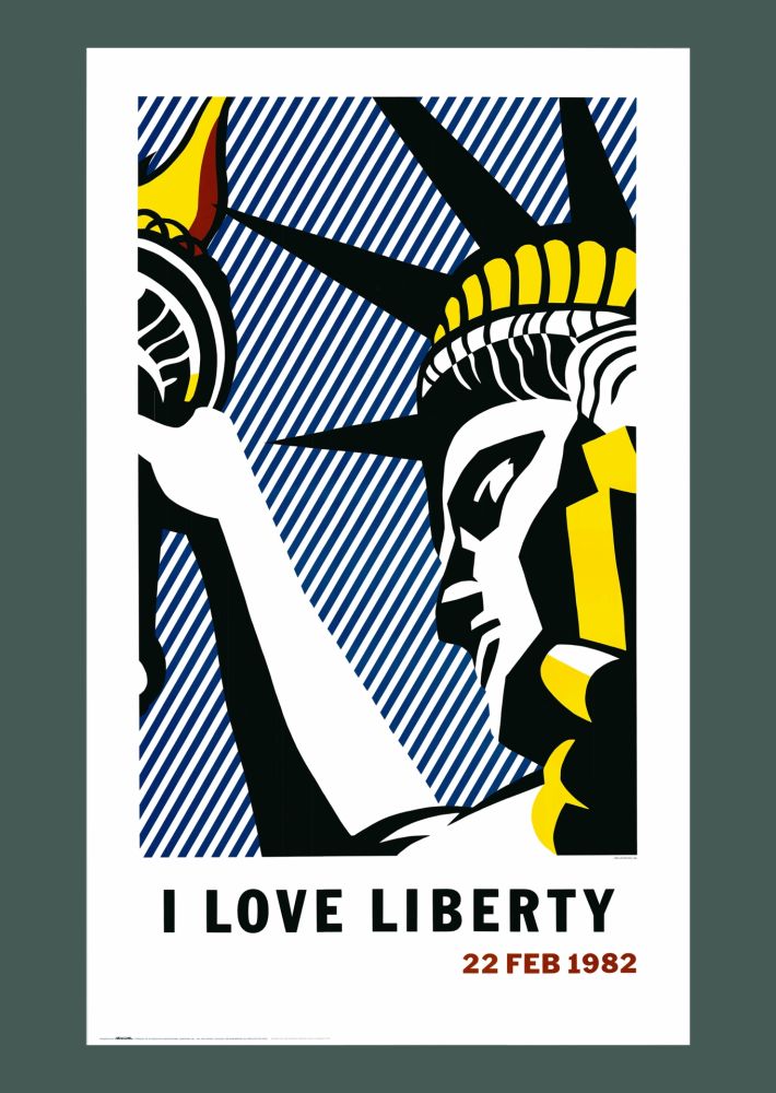 Lithograph Lichtenstein - Roy Lichtenstein: 'I Love Liberty' 1982 Offset-lithograph