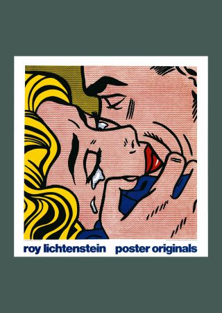 Lithograph Lichtenstein - Roy Lichtenstein: 'Kiss V' 1990 Offset-lithograph