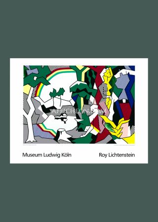 Screenprint Lichtenstein - Roy Lichtenstein: 'Landscape with Figures and Rainbow' 1989 Offset-serigraph