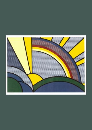 Lithograph Lichtenstein - Roy Lichtenstein: 'Modern Painting of Sun Rays' 1972 Offset-lithograph