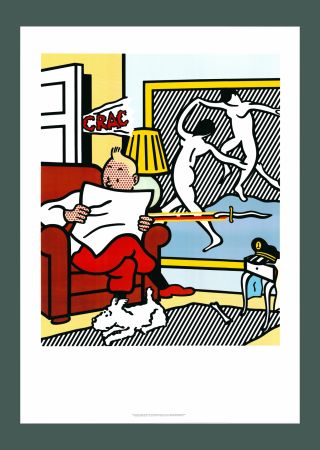 Lithograph Lichtenstein - Roy Lichtenstein: 'Tintin Reading' 1994 Offset-lithograph