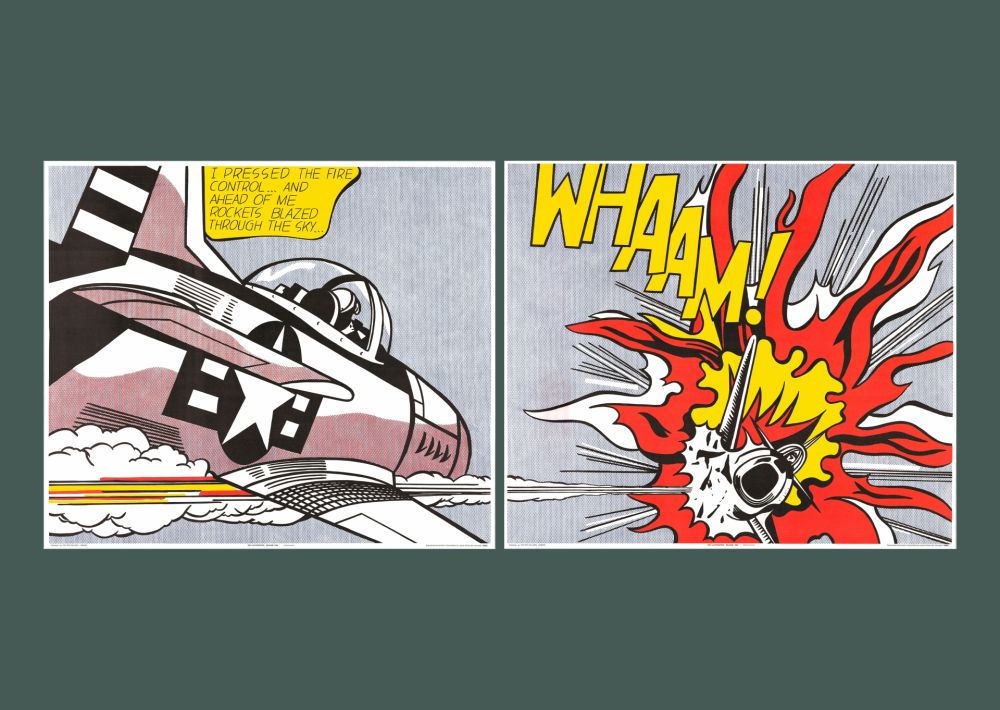 Lithograph Lichtenstein - Roy Lichtenstein: 'WHAAM!' 1986 Offset-lithograph Diptych Set