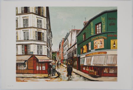 Lithograph Utrillo - Rue Seveste à Montmartre