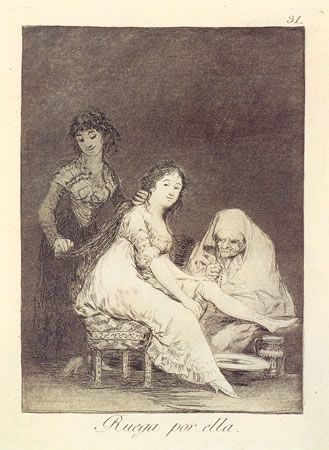 Engraving Goya - Ruega por ella