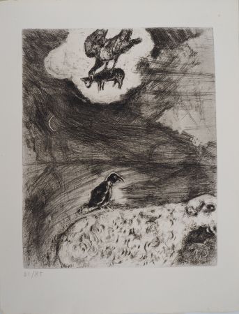 Etching Chagall - Rêverie du corbeau (Le corbeau voulant imiter l'aigle)