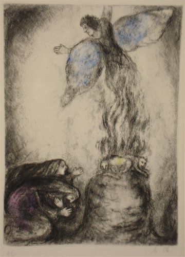 Engraving Chagall - Sacrifice de Manoach