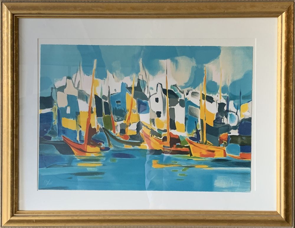 Lithograph Mouly - Sailing the Canals