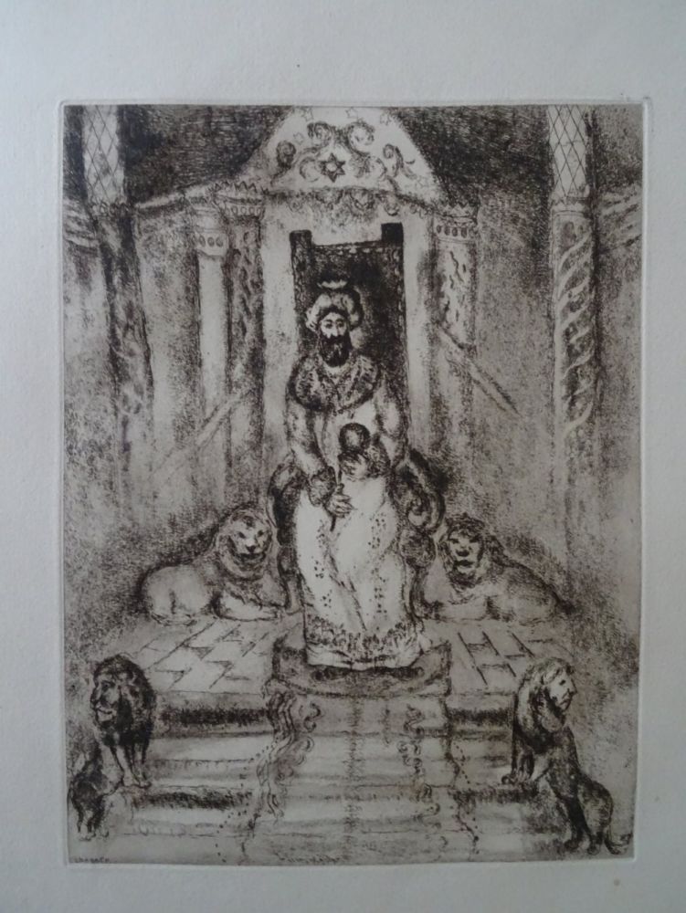 Engraving Chagall - Salomon sur son throne