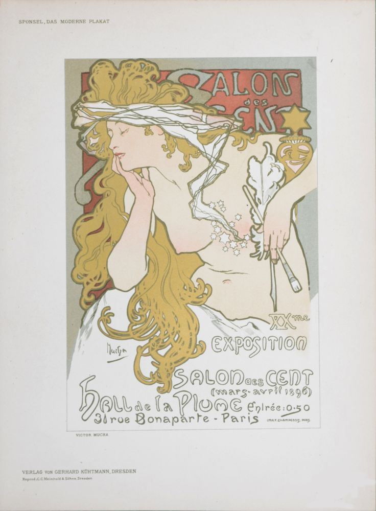 Lithograph Mucha - Salon des Cent, 1897