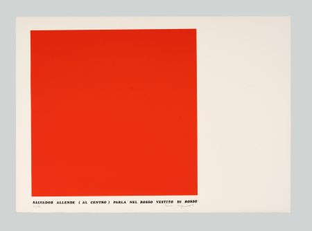 Screenprint Isgro - Salvador Allende (al centro) parla nel rosso vestito di rosso