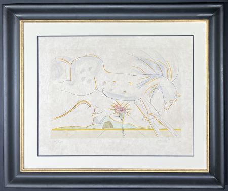 Etching Dali - Salvador Dalì (1904–1989) - The Horse and the Wolf - drypoint etching with stencil on extremely fine Japanese paper - 1974