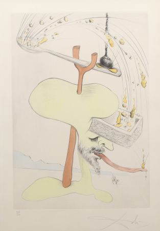 Etching Dali - Salvador Dalí (1904-1989) – Quevedos Visiones – Drypoint etching with stencil on Arches paper – 1975