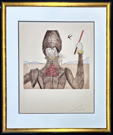 Etching Dali - Salvador Dalí (1904–1989) - Don Quixote (The Dreamer) - Hand coloured drypoint, etchings on Arches paper - 1981