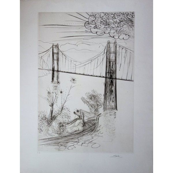 Etching Dali - San Francisco : Golden Gate Bridge