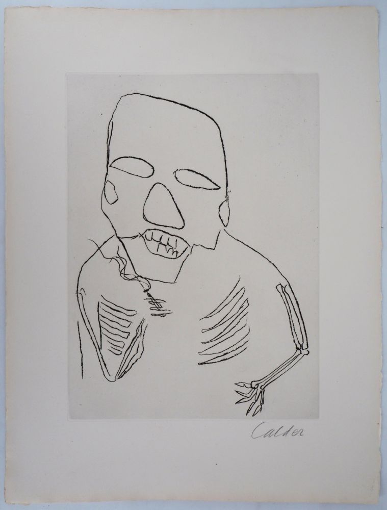 Etching Calder - Santa Claus : Homme à la cigarette